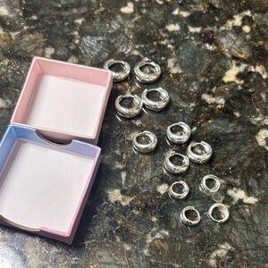 Sterling Silver Huggie Earring Set - Shiny Silver